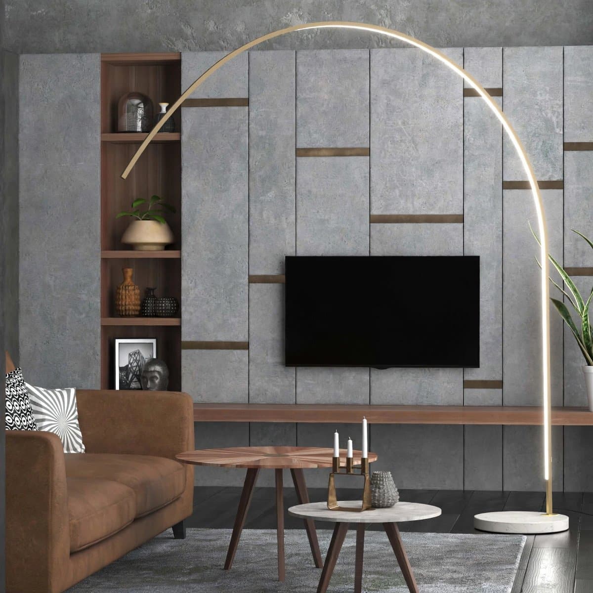 Piantana moderna Top Light VERY 1239 B3LD LED CCT dimmerabile 3 step metallo marmo - 5