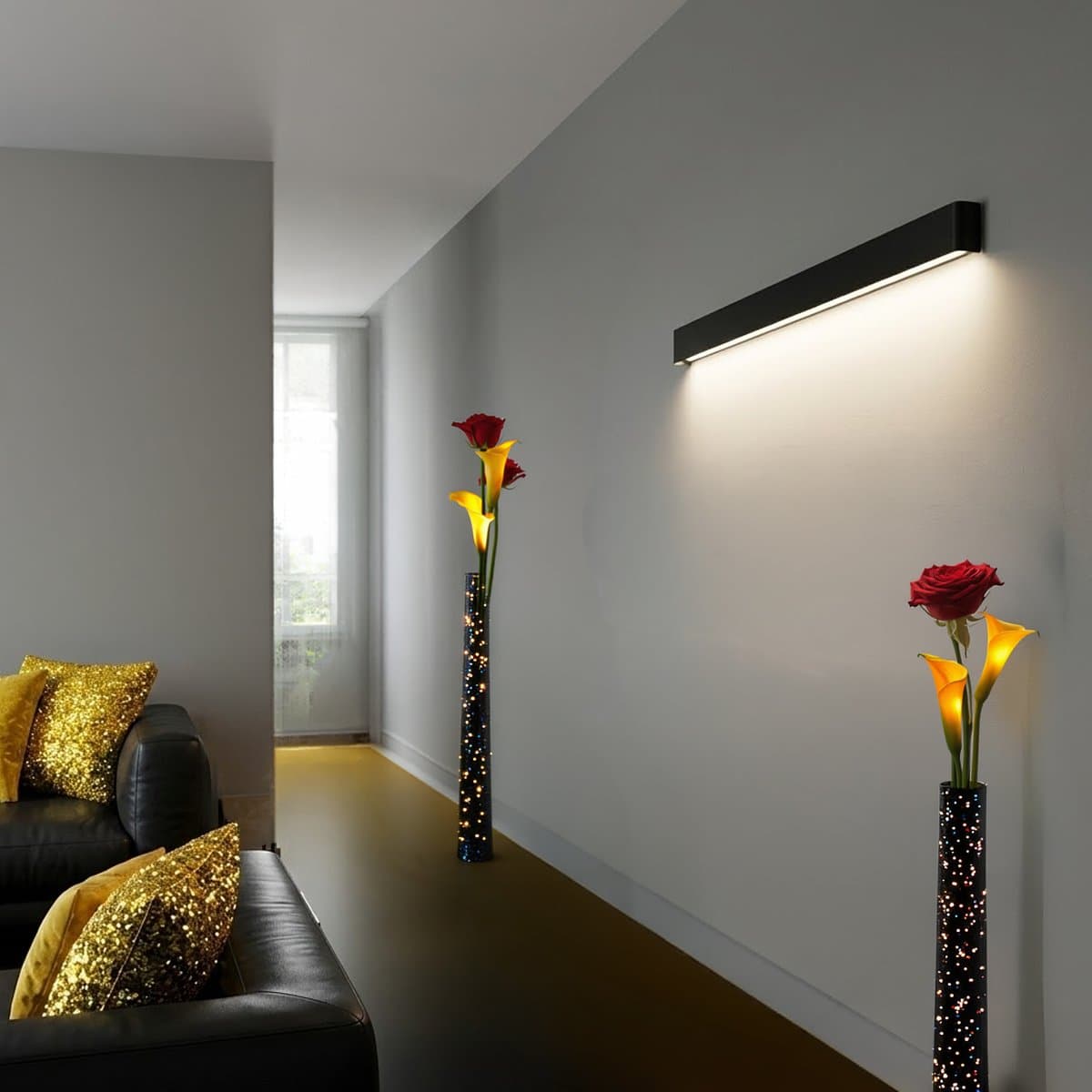 Applique moderno Ideal Lux DELTA 369822 110CM G9 LED 220V alluminio nero biemissione - 2