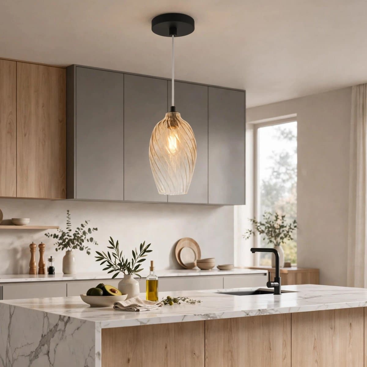 Lampadario moderno Top Light TIDE 1242 SIGMA + R10T1 NE E27 LED metallo vetro pirex - 5