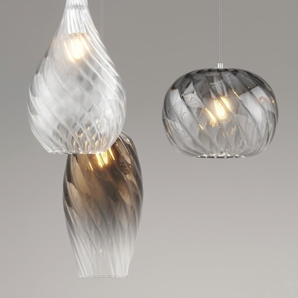 Lampadario moderno Top Light TIDE 1242x3+R60X4R3 E27 LED metallo vetro pirex - 3
