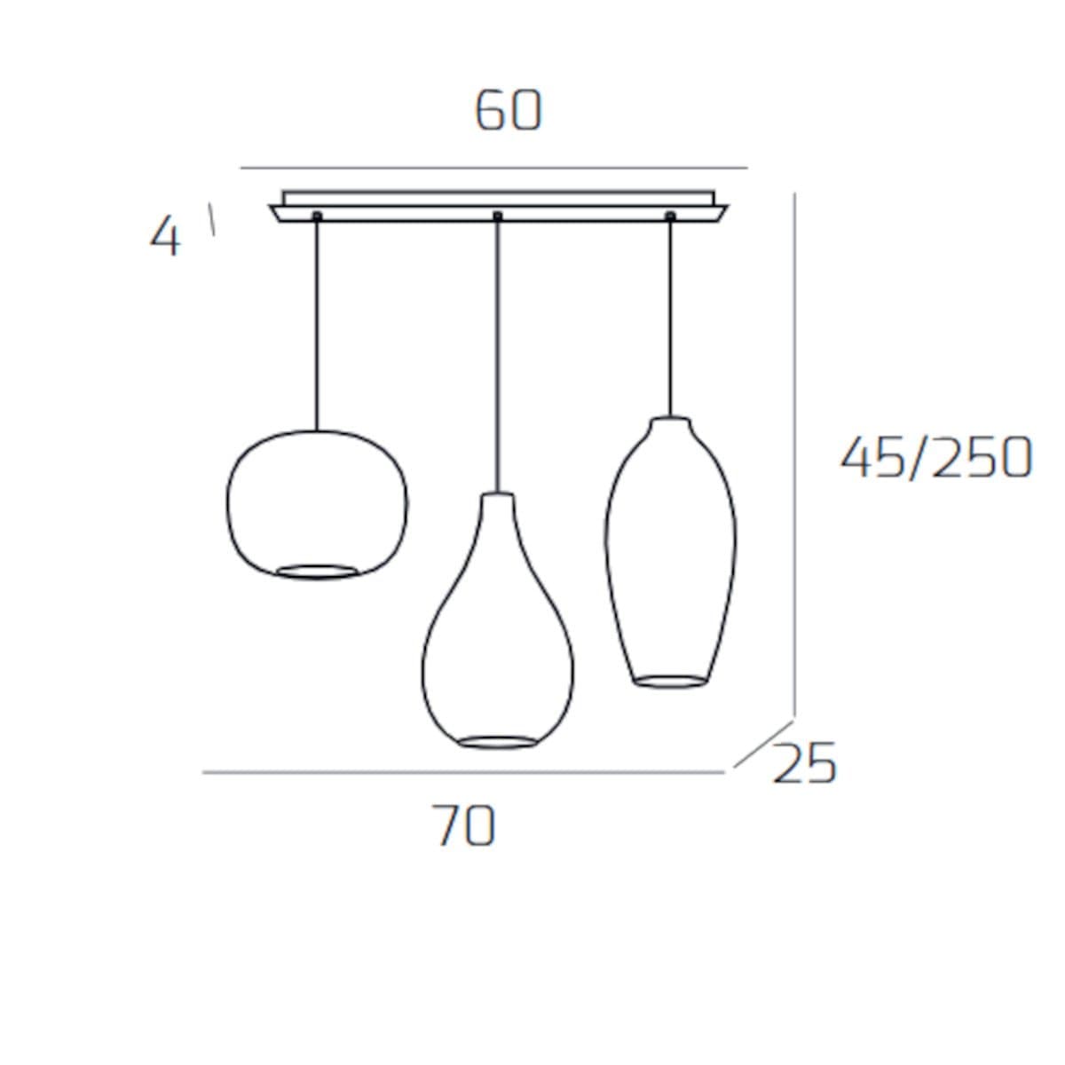 Lampadario moderno Top Light TIDE 1242x3+R60X4R3 E27 LED metallo vetro pirex - 4