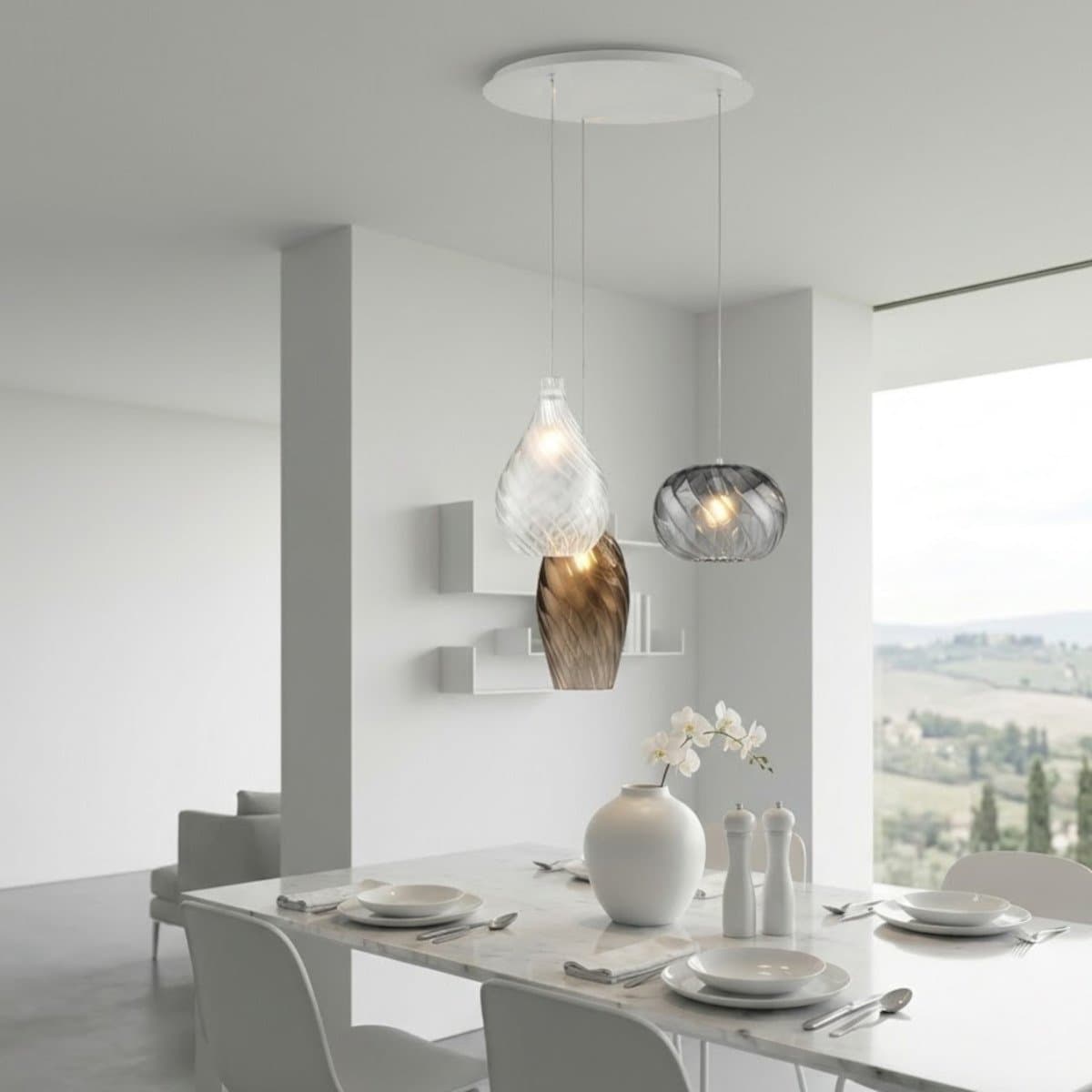 Lampadario moderno Top Light TIDE 1242x3+R40T3 E27 LED metallo vetro pirex - 2