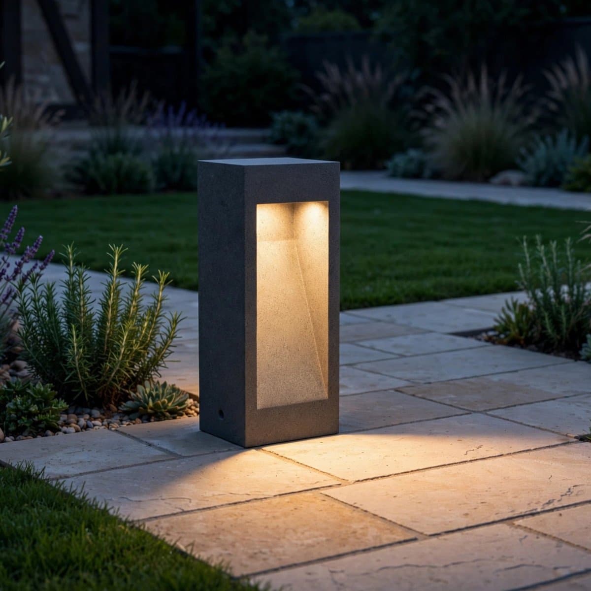Paletto LED Redo Group TOSS 91003 91004 91005 IP65 H30 monoemissione cemento alluminio vetro - 2