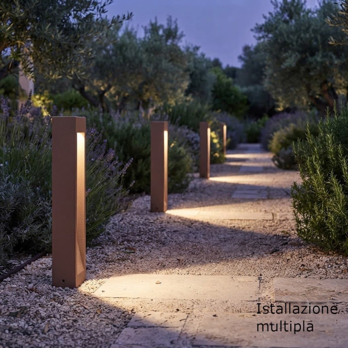 Paletto LED Redo Group TOSS 91006 91007 91008 IP65 H60 monoemissione cemento alluminio vetro - 3