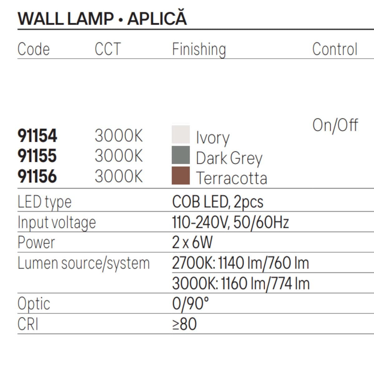 Applique LED Redo Group PETRA 91154 91155 91156 IP65 biemissione cemento - 9