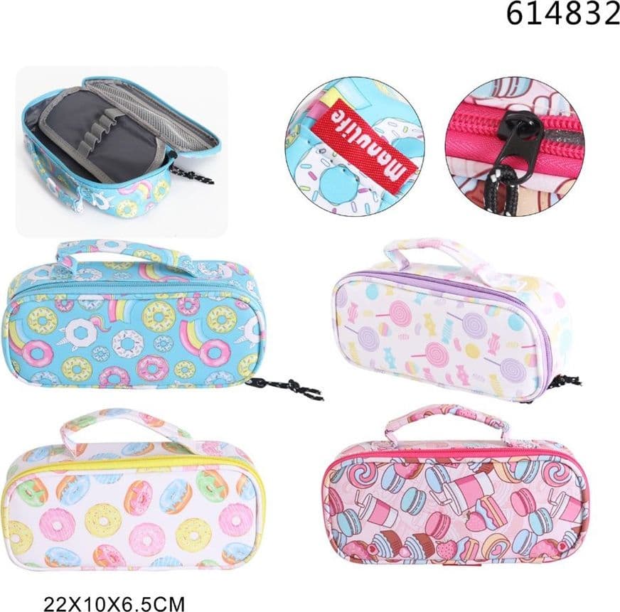 ASTUCCIO BORSA TOTE MULTIFUNZIONE CON ZIP TEMA CIAMBELLE DOLCI COLORATI 22X10X6,5CM 614832 - 2