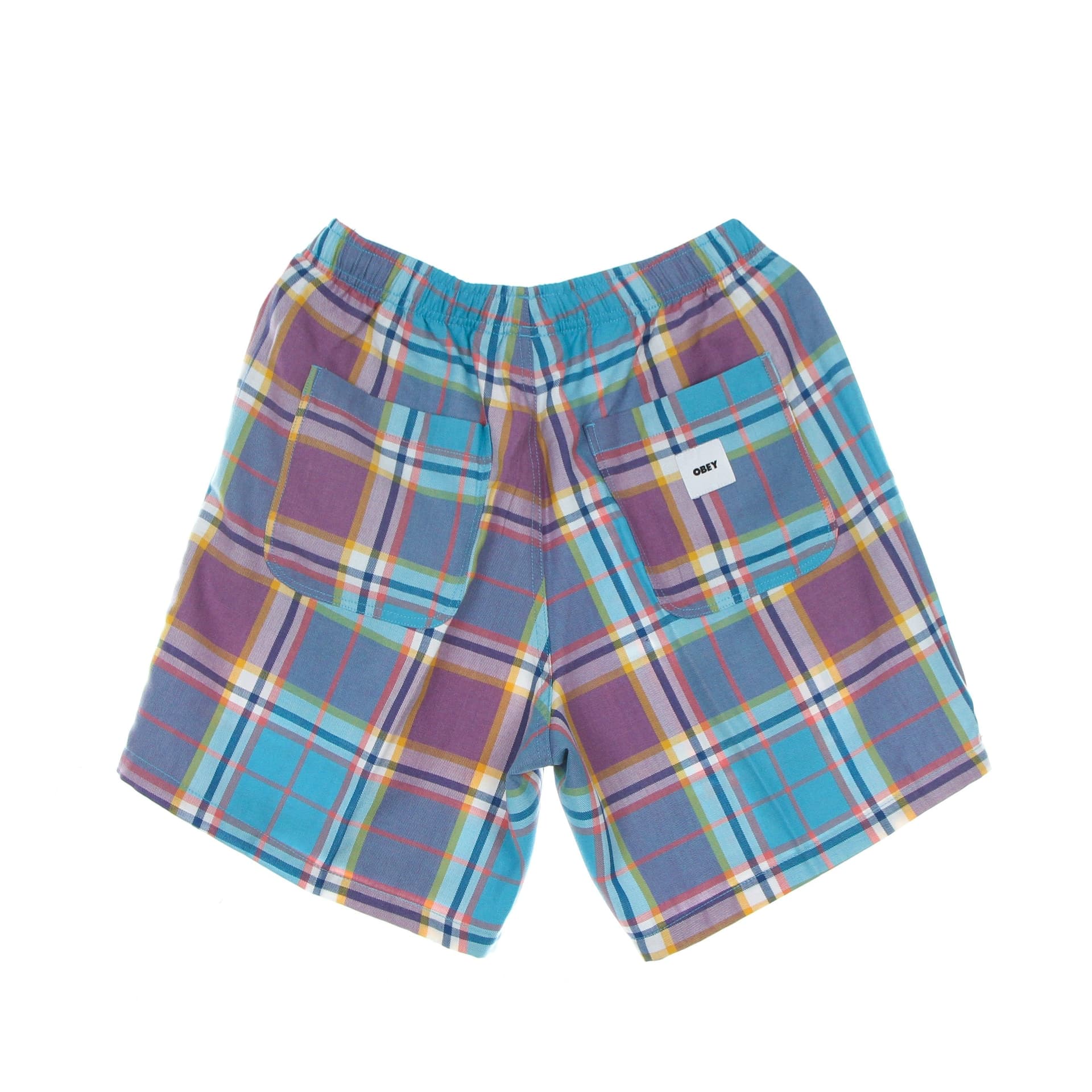 OBEY Pantalone Corto Uomo Easy Plaid Short Aqua Multi - 2