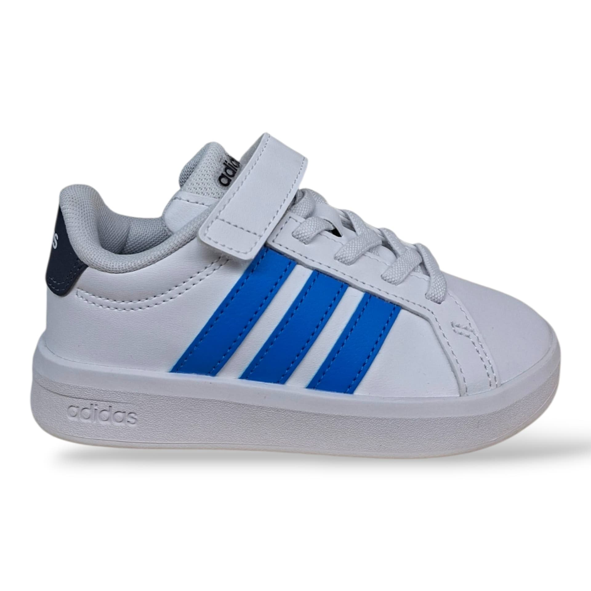 Adidas Grand Court Sneakers Bambini Ragazzi Bianco Celeste Grigio | Taglia 28-35 | Pelle Velcro | Scarpetteria Gica - 6