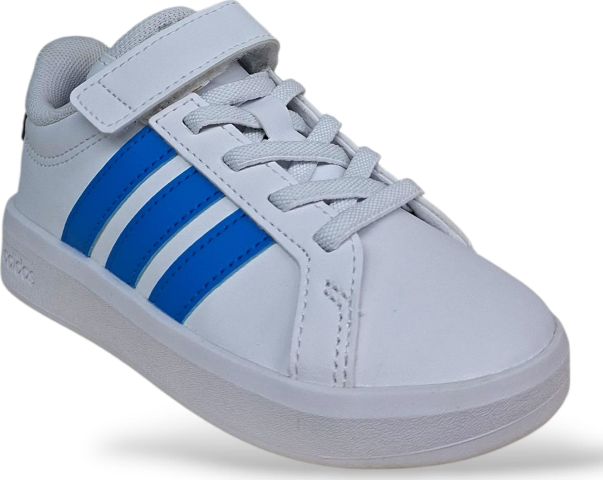 Adidas Grand Court Sneakers Bambini Ragazzi Bianco Celeste Grigio | Taglia 28-35 | Pelle Velcro | Scarpetteria Gica - 2