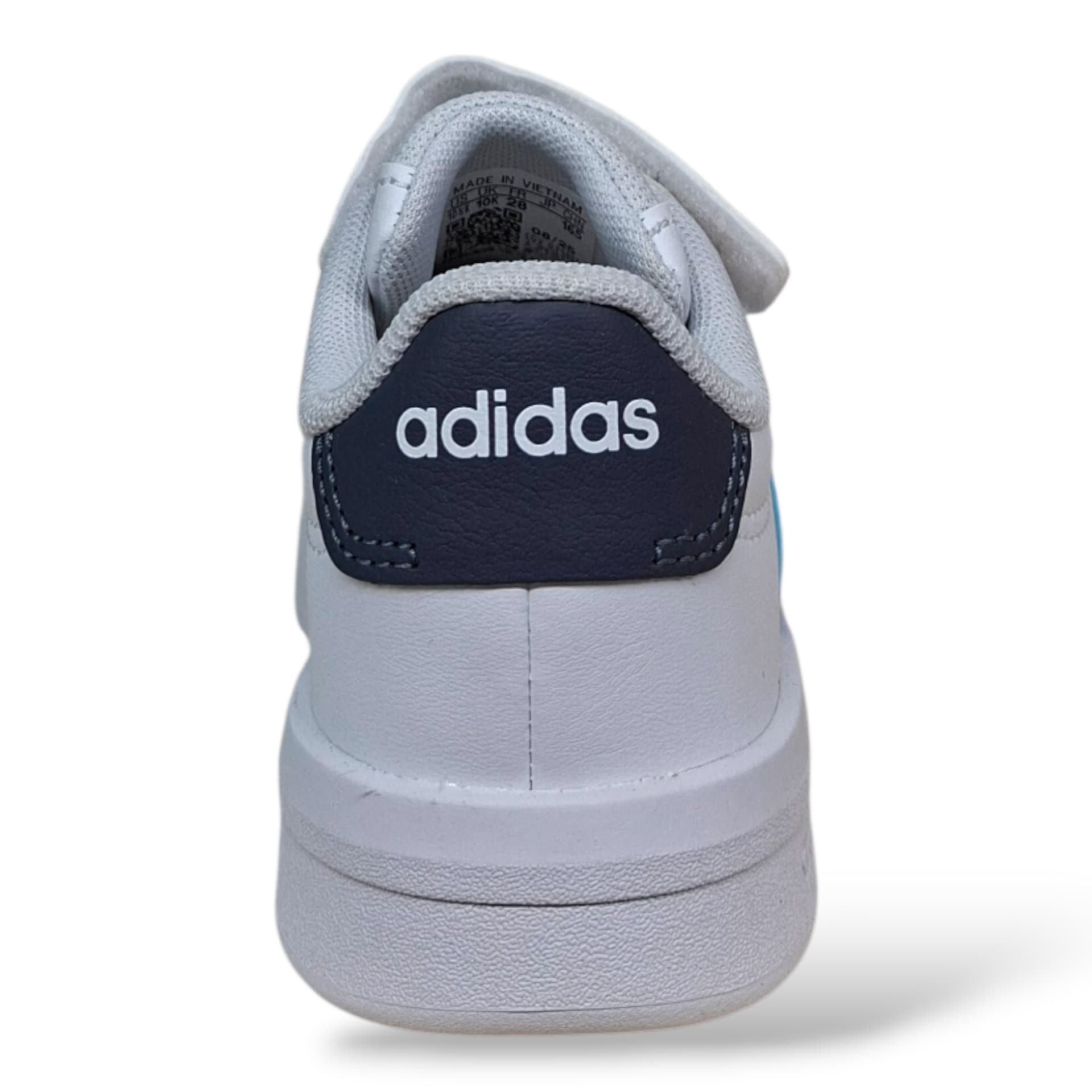 Adidas Grand Court Sneakers Bambini Ragazzi Bianco Celeste Grigio | Taglia 28-35 | Pelle Velcro | Scarpetteria Gica - 3
