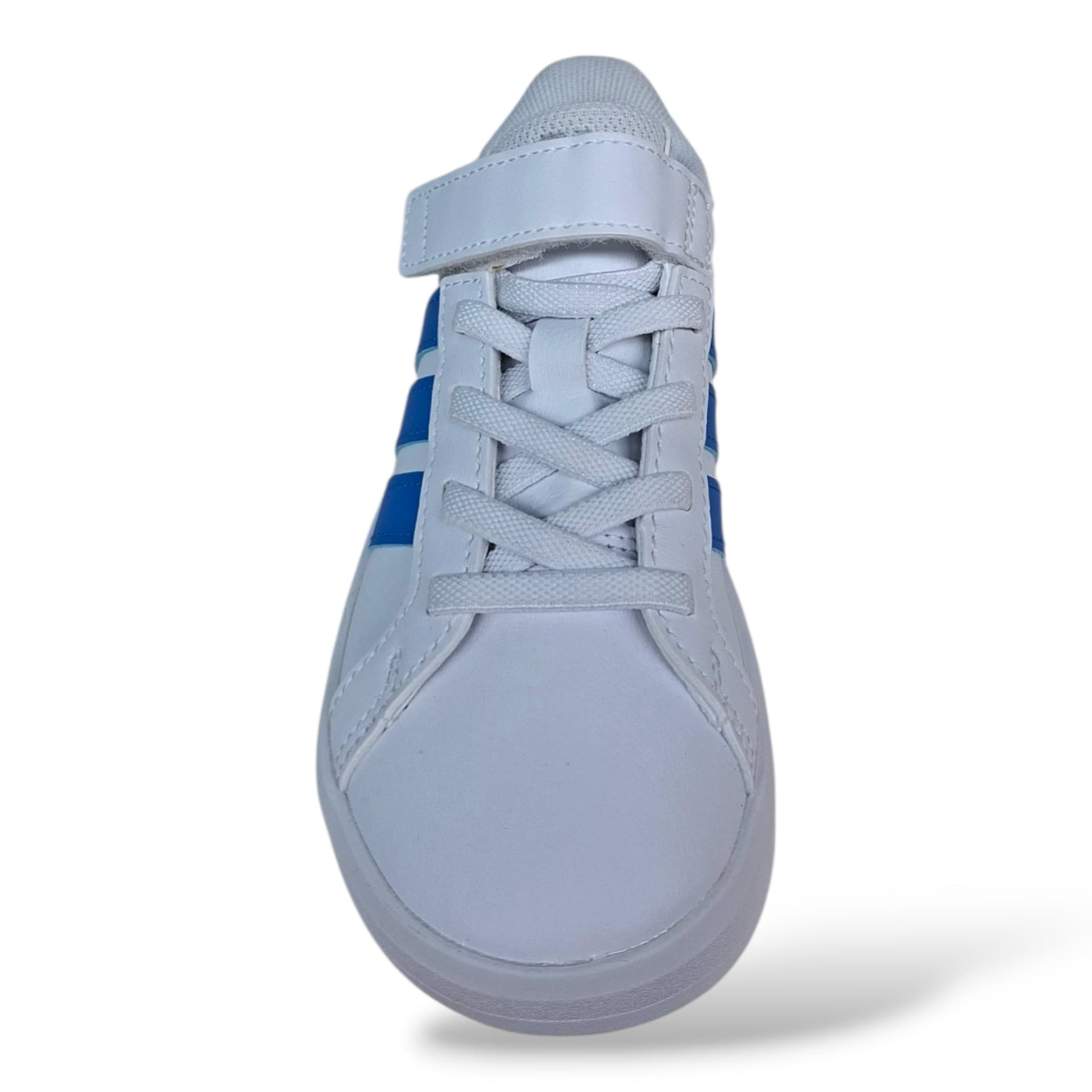 Adidas Grand Court Sneakers Bambini Ragazzi Bianco Celeste Grigio | Taglia 28-35 | Pelle Velcro | Scarpetteria Gica - 4