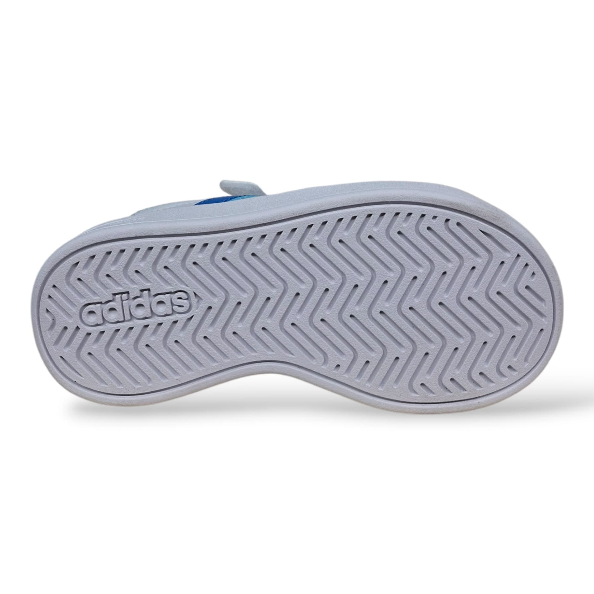 Adidas Grand Court Sneakers Bambini Ragazzi Bianco Celeste Grigio | Taglia 28-35 | Pelle Velcro | Scarpetteria Gica - 5