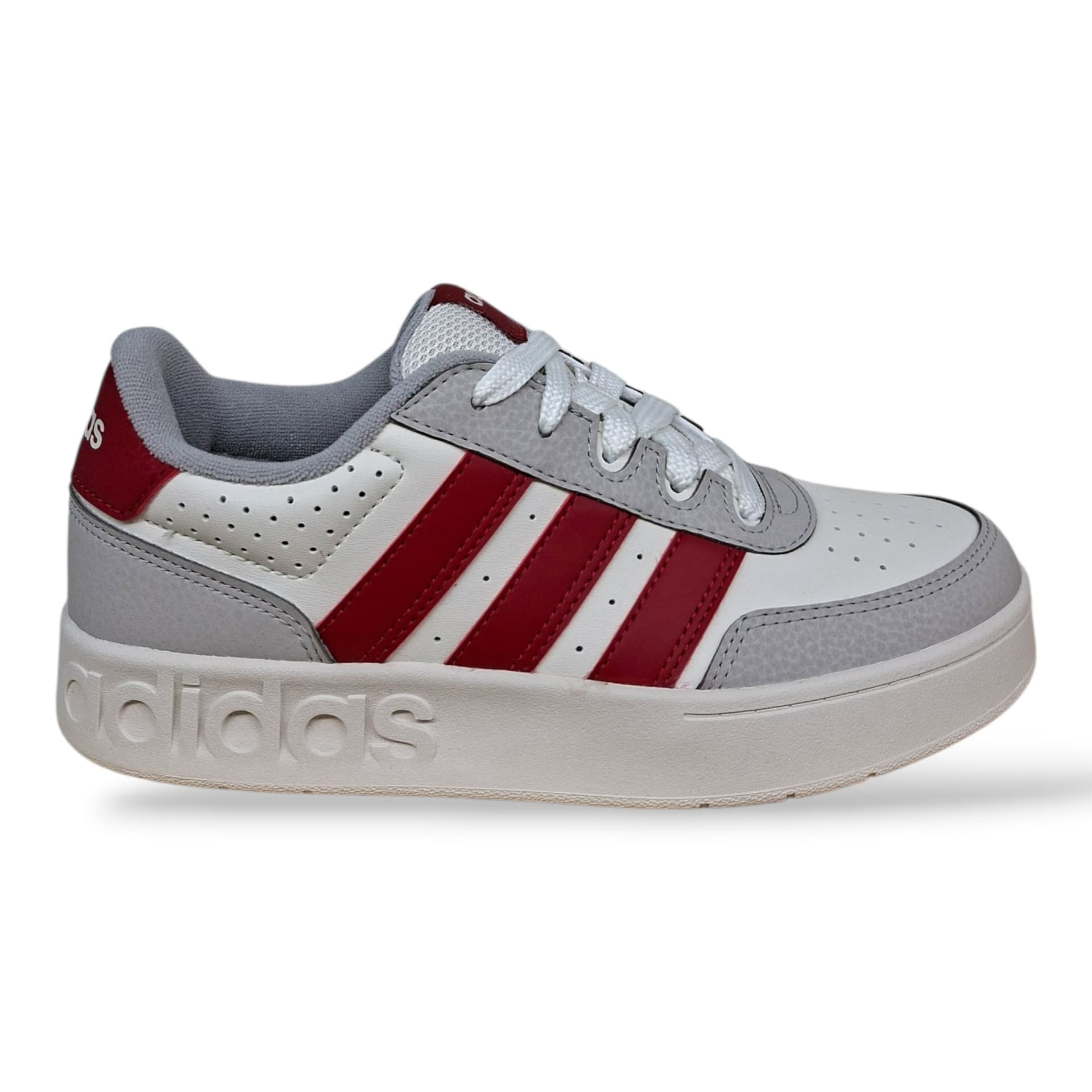 Adidas Breakbase Sneakers Bambini Ragazzi Bianco Grigio Rosso | Taglia 36-40 | Pelle | Scarpetteria Gica - 6