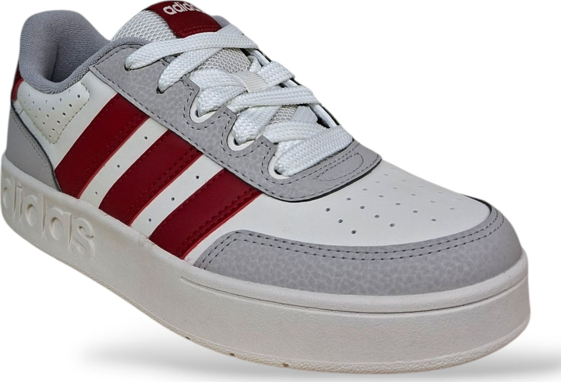 Adidas Breakbase Sneakers Bambini Ragazzi Bianco Grigio Rosso | Taglia 36-40 | Pelle | Scarpetteria Gica - 2