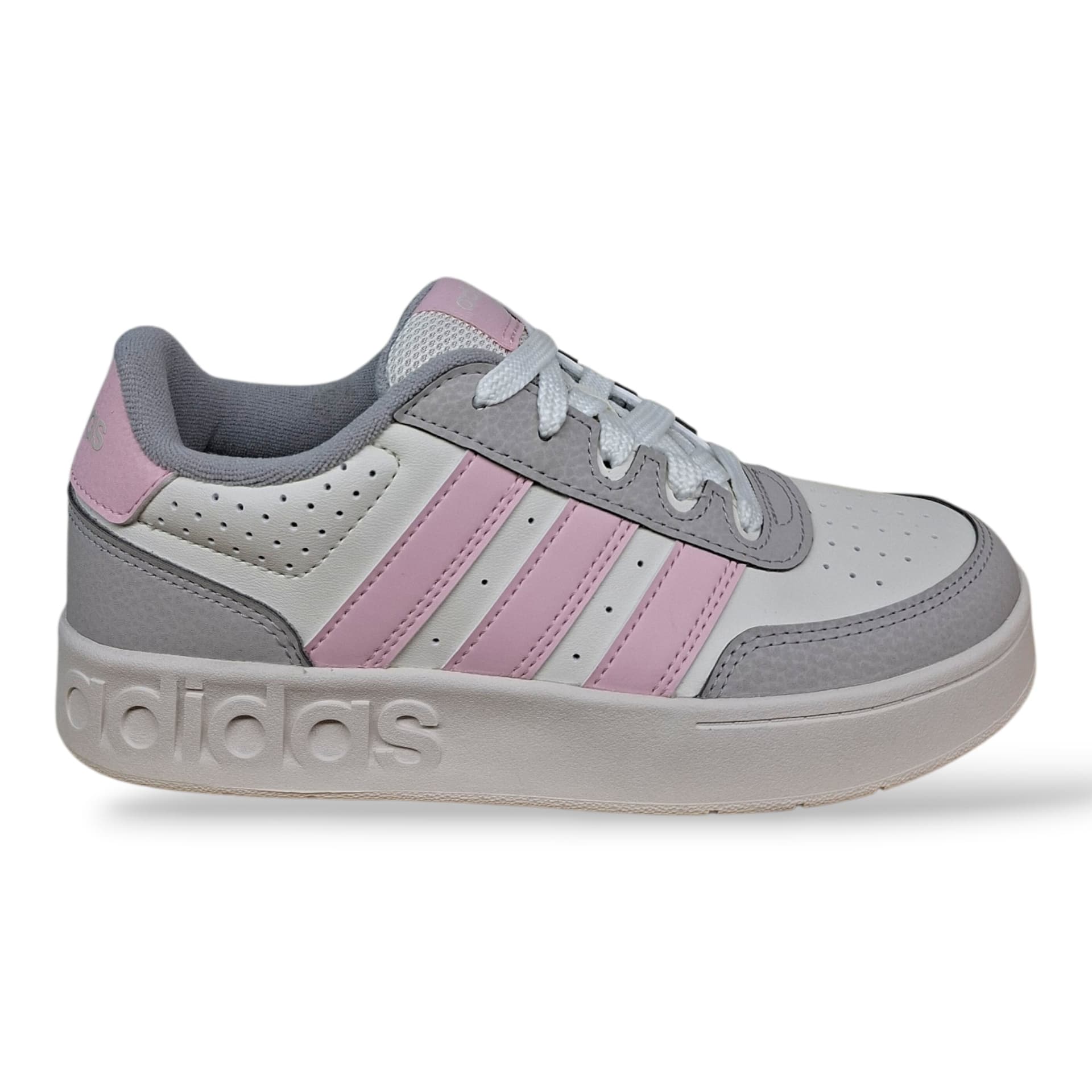 Adidas Breakbase Sneakers Bambine Ragazze Bianco Grigio Rosa | Taglia 36-40 | Pelle Tennis | Scarpetteria Gica - 6