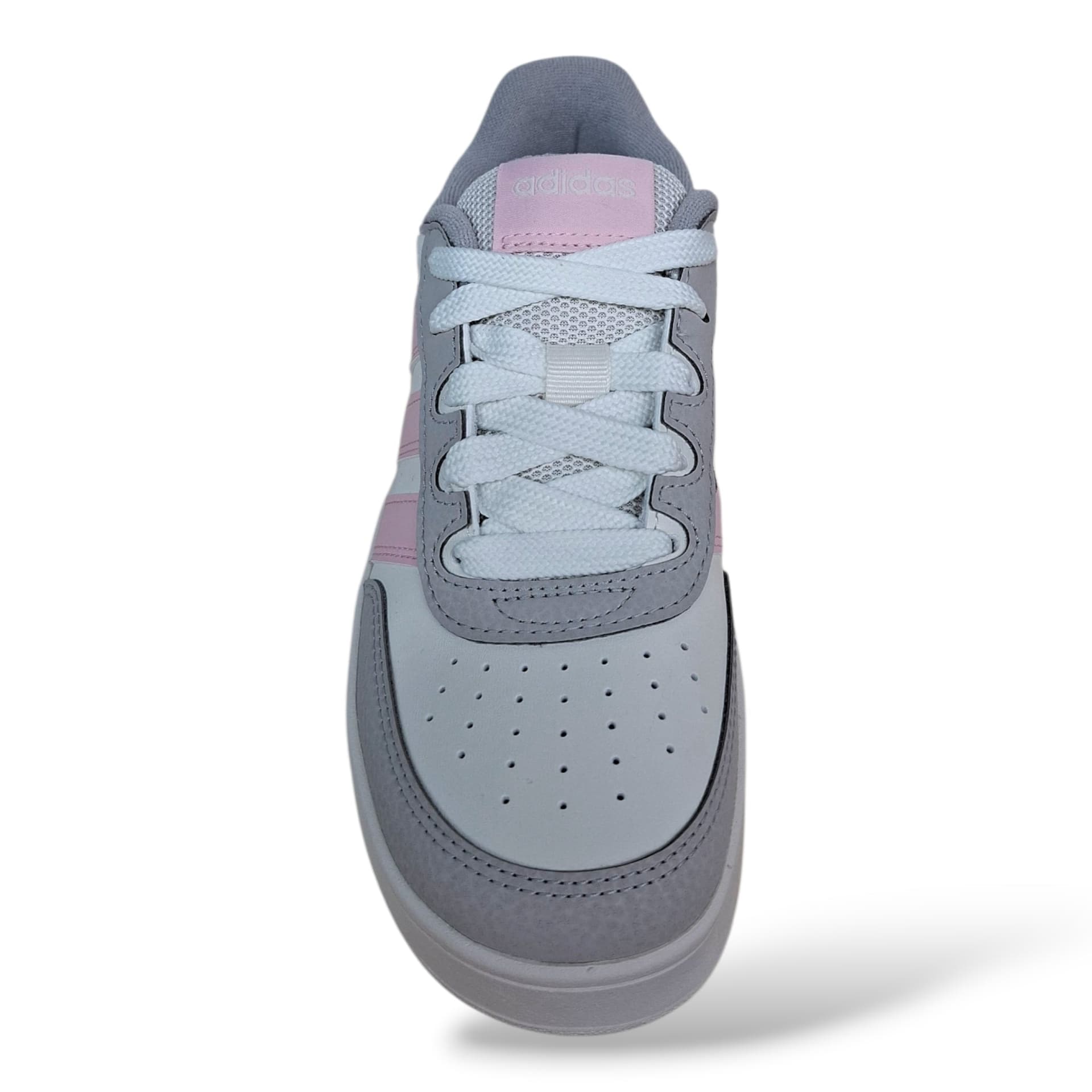 Adidas Breakbase Sneakers Bambine Ragazze Bianco Grigio Rosa | Taglia 36-40 | Pelle Tennis | Scarpetteria Gica - 4