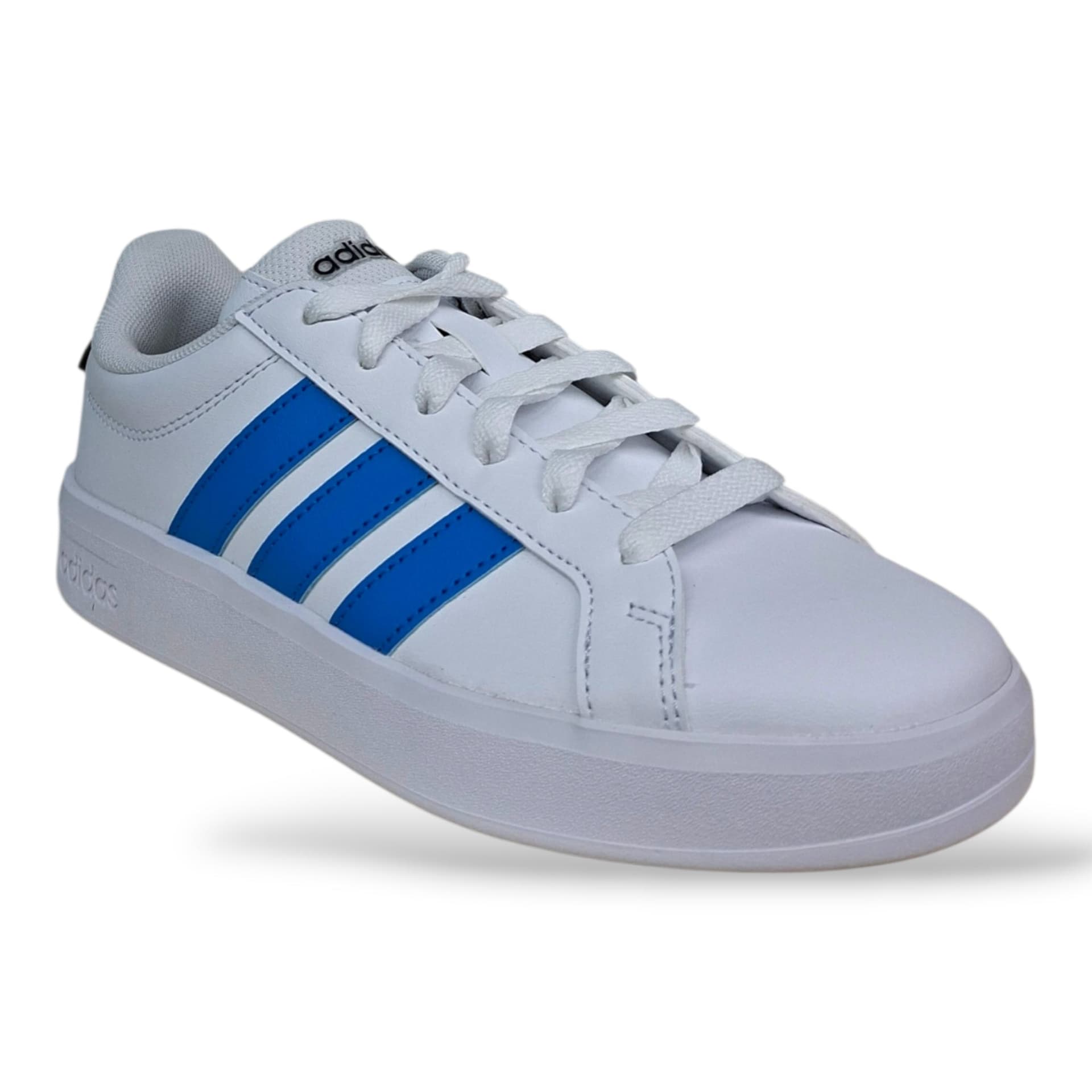 Adidas Grand Court Sneakers Ragazzi Bianco Celeste Grigio | Taglia 36-40 | Pelle Lacci | Scarpetteria Gica - 2