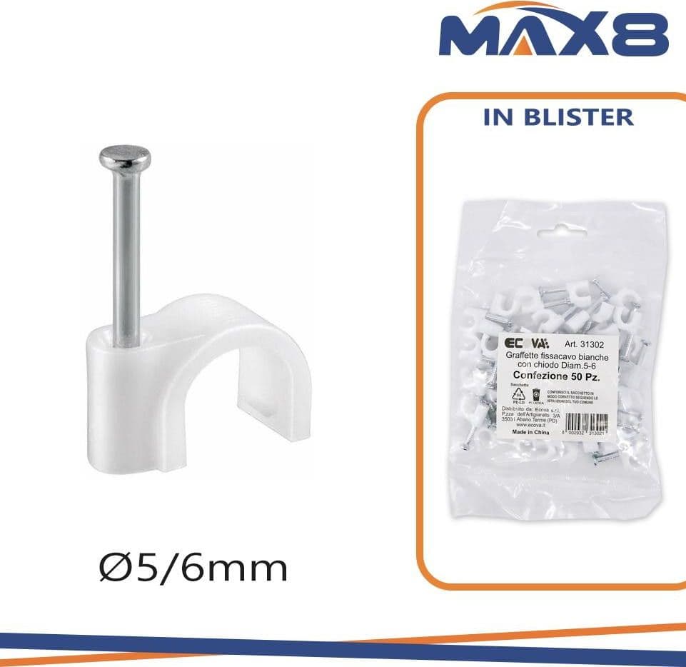 GRAFFETTE FISSA CAVO BIANCHE n.5/6 CONF PZ50