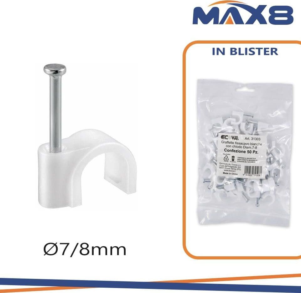 GRAFFETTE FISSA CAVO BIANCHE n.7/8 CONF PZ50