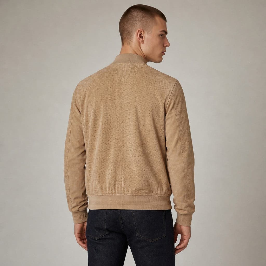 Markup Giacca Bomber Uomo Effetto Scamosciato Leggera con Zip e Tasche - 2