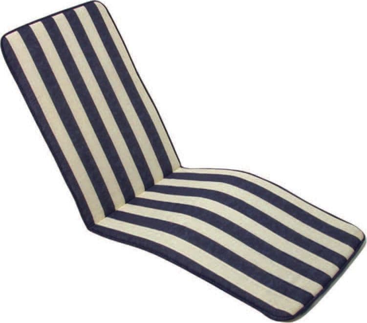 Cuscino In Cotone Capri A Righe Bianco/Blu Poltrona - Cm 49X157 H Spessore Cm.3