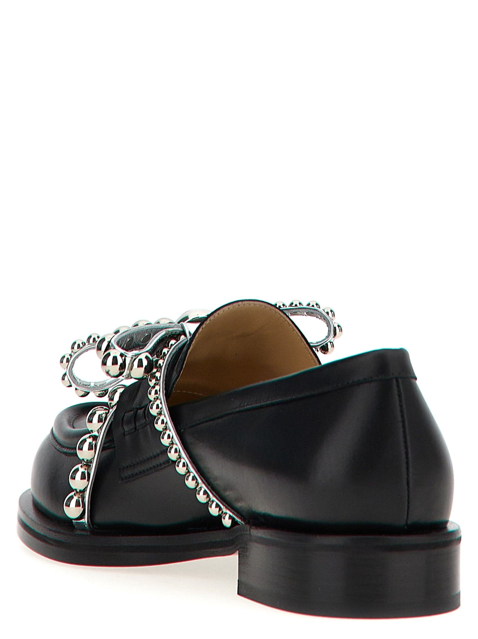 Black Leather Slip-On Loafers - 3
