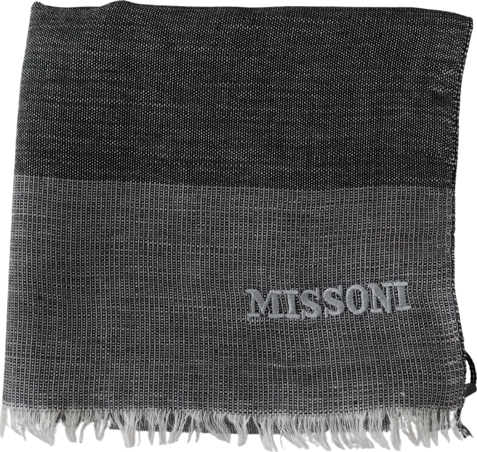 Gray Striped Wool Unisex Neck Wrap Fringes Scarf - 3