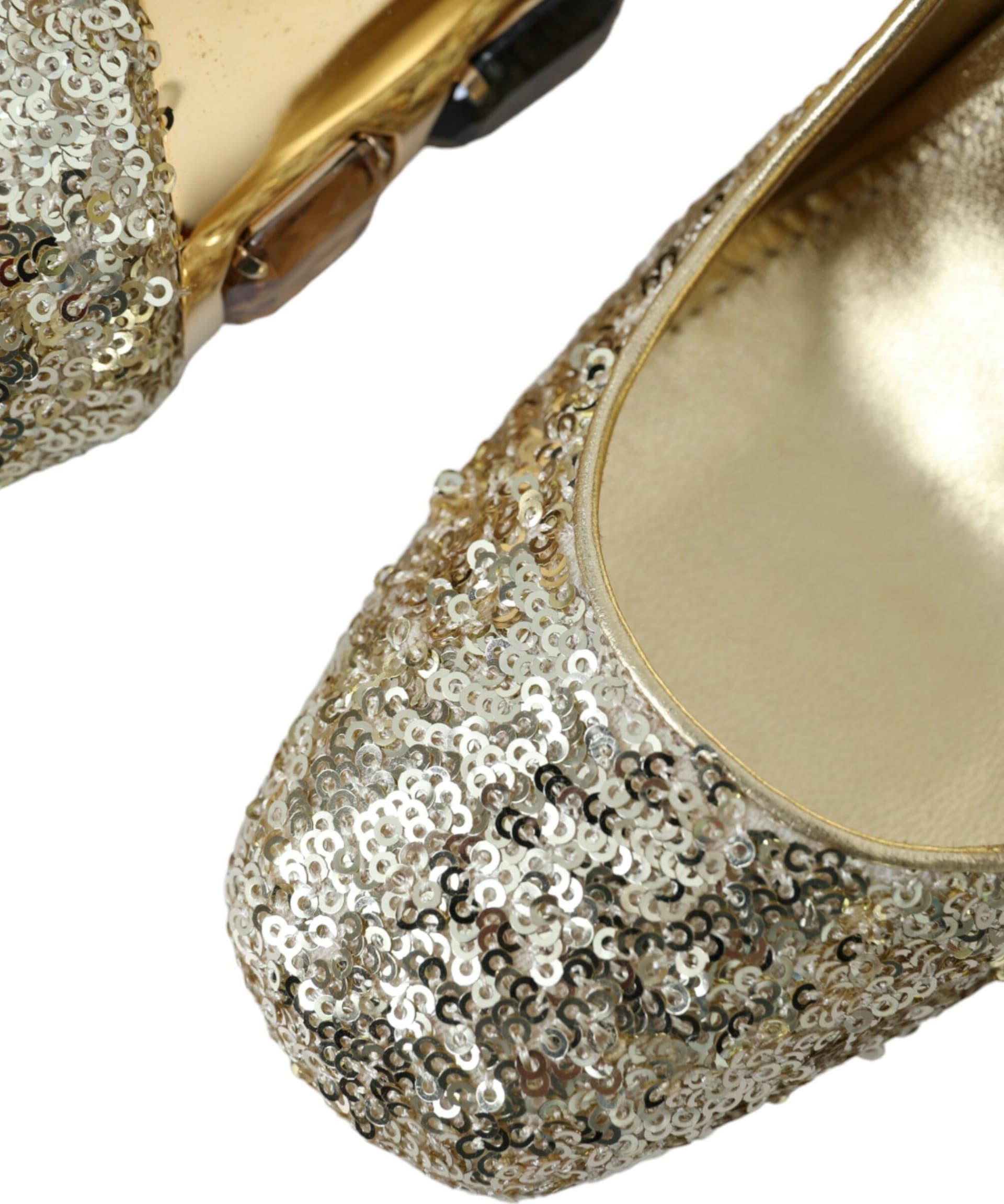 Gold Sequin Crystal Heels Pumps Shoes - 8