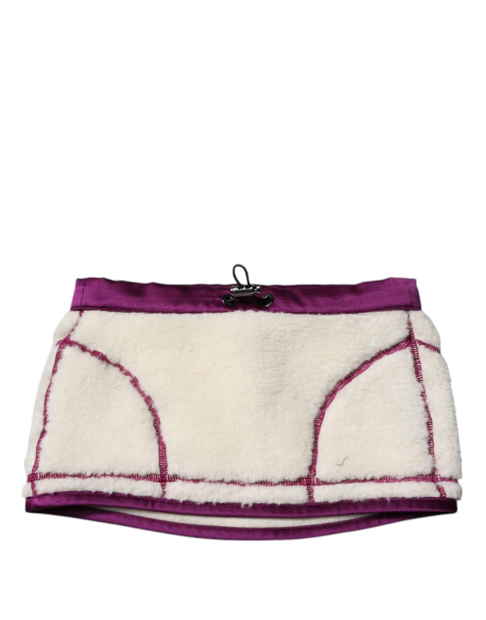 White Purple Cashmere Fleece Neck Warmer Scarf - 2