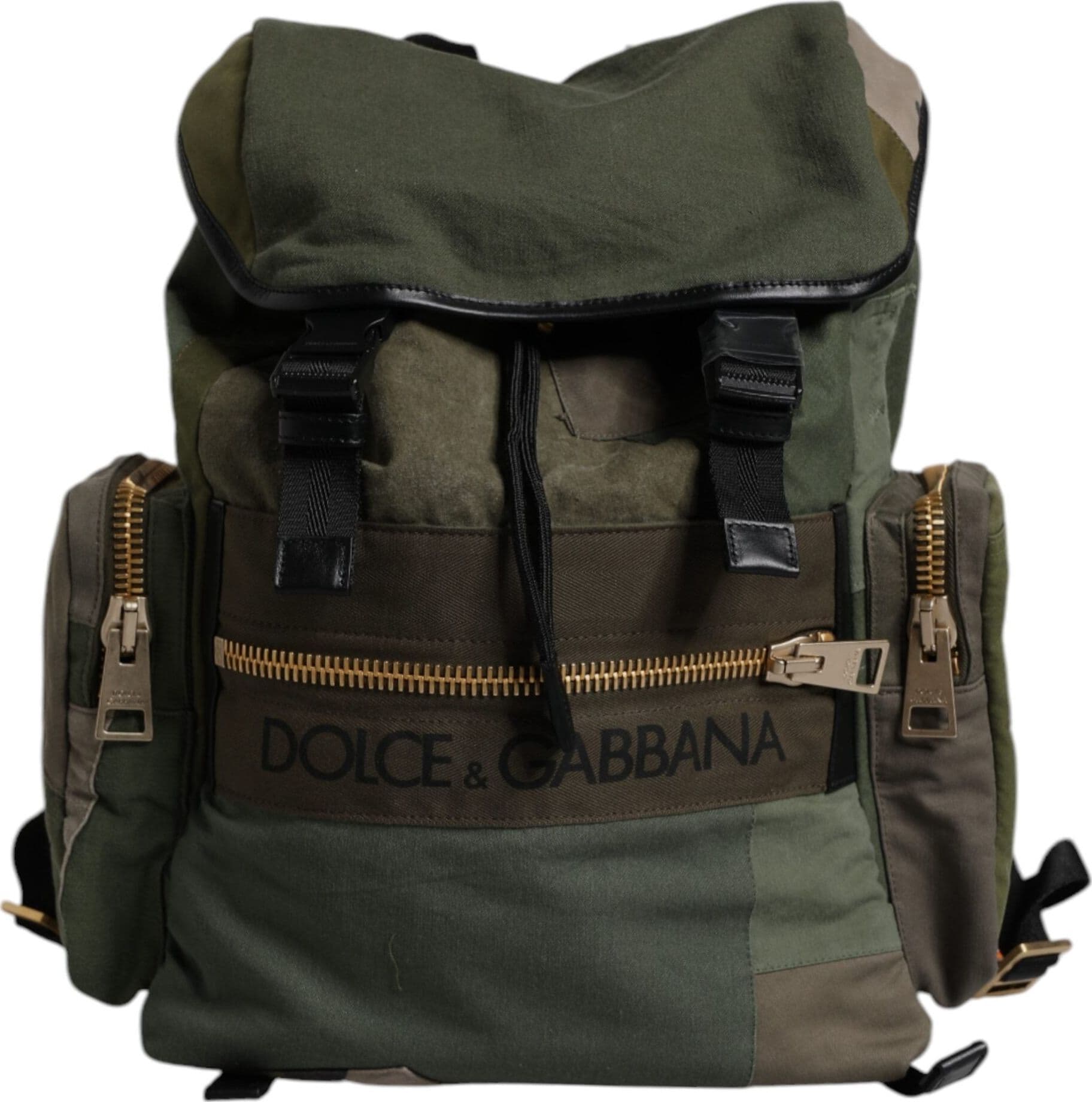 Military Green Patchwork School Backpack Bag - 6