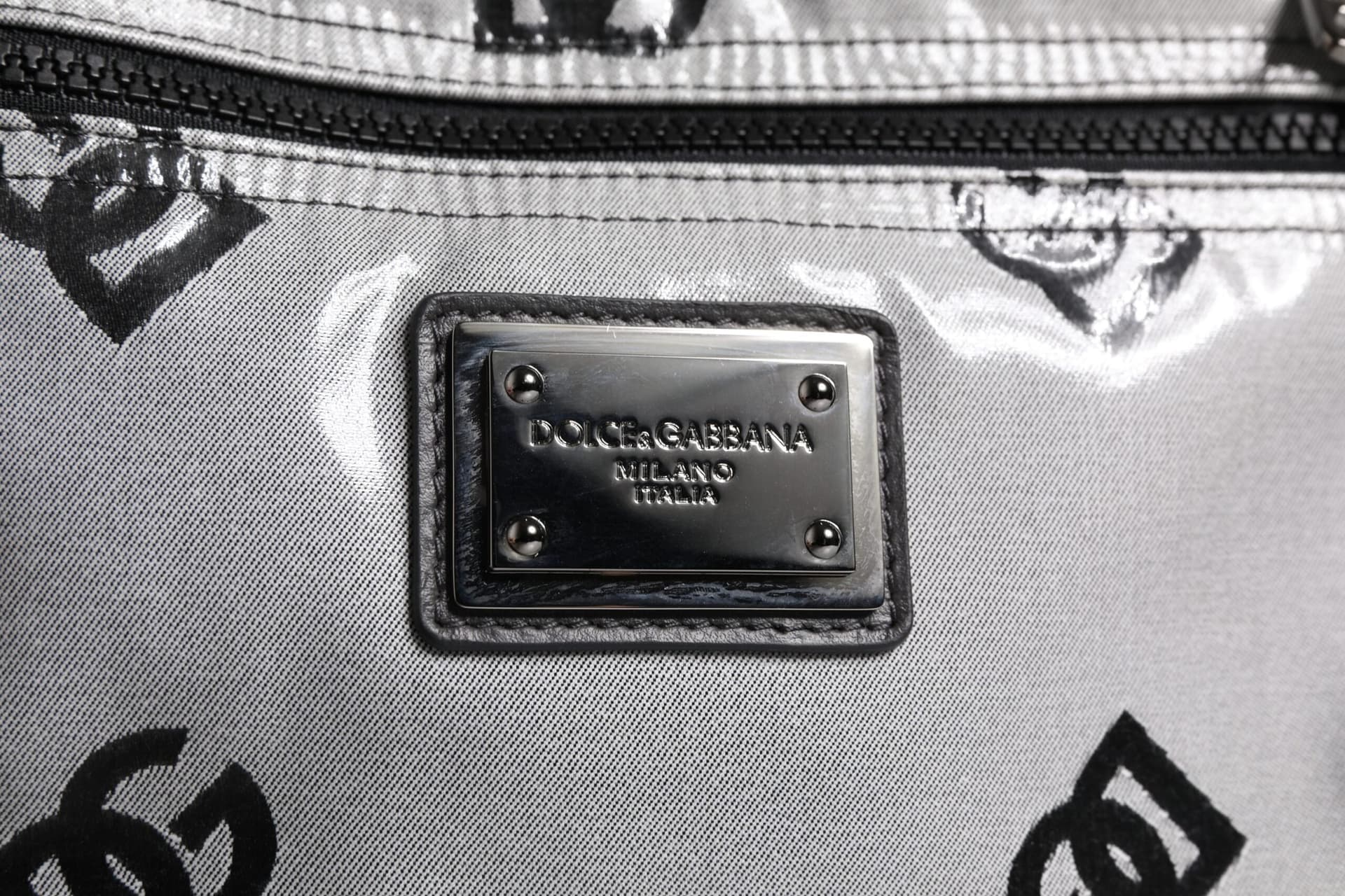Polyester Gray Black DG Logo Plaque Backpack Bag - 3