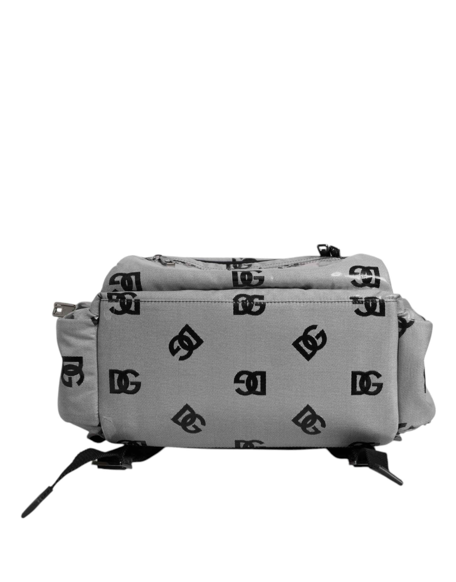 Polyester Gray Black DG Logo Plaque Backpack Bag - 6