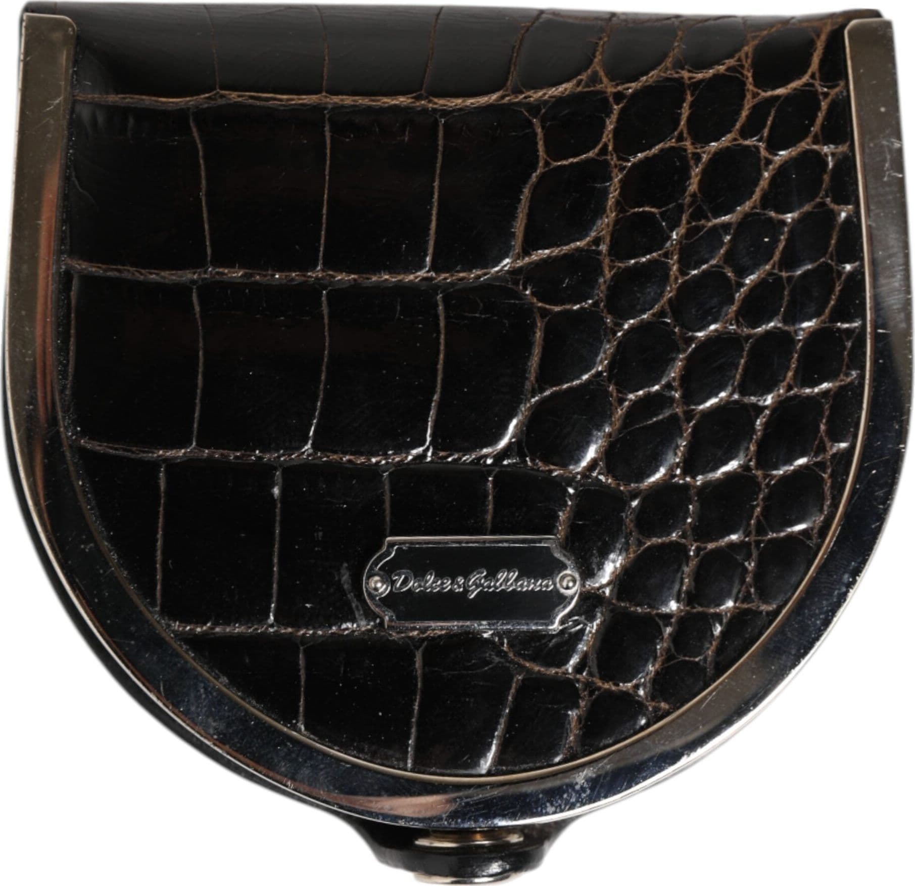 Black Polished Crocodile Leather Mens Coin Purse Wallet - 2