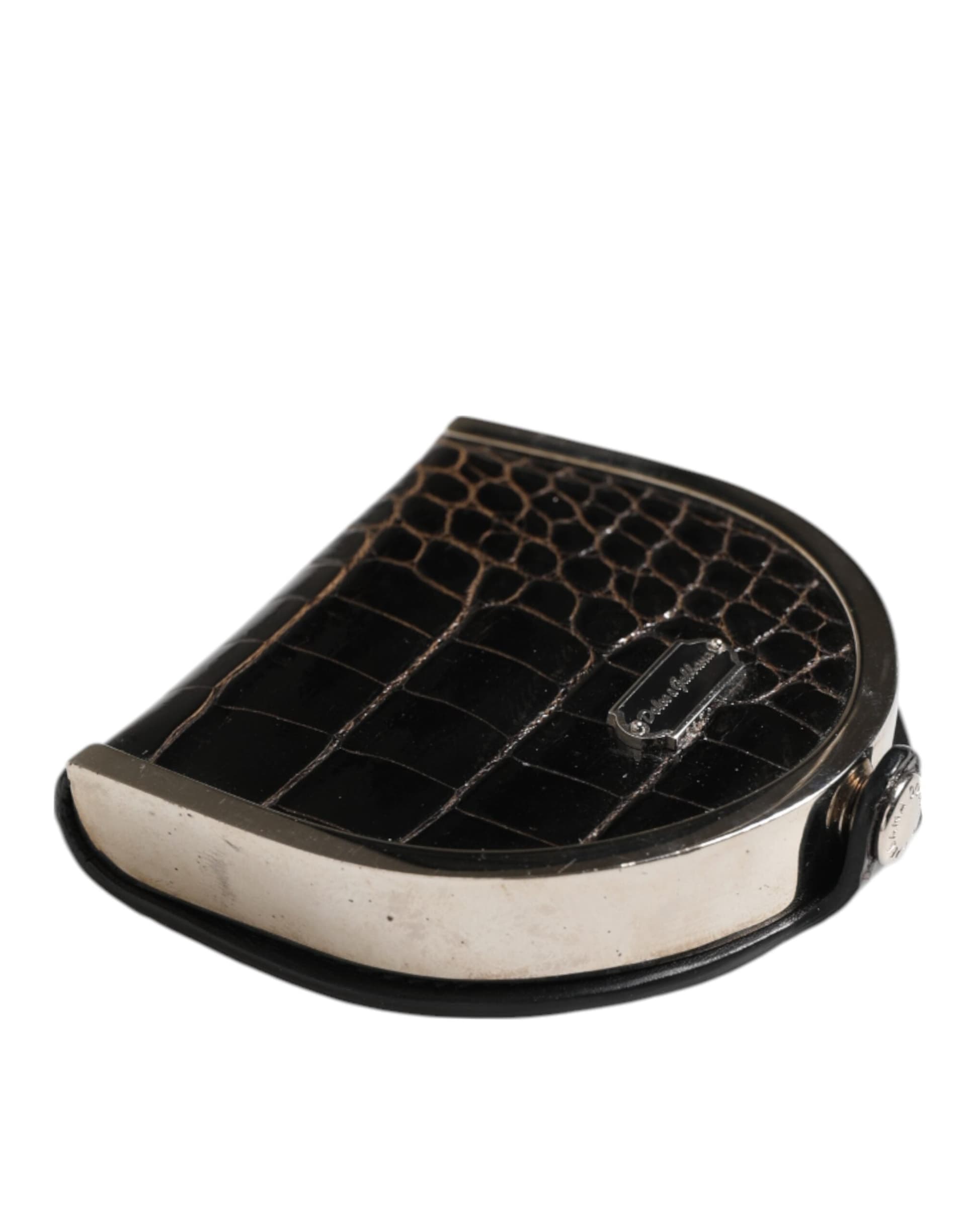 Black Polished Crocodile Leather Mens Coin Purse Wallet - 3