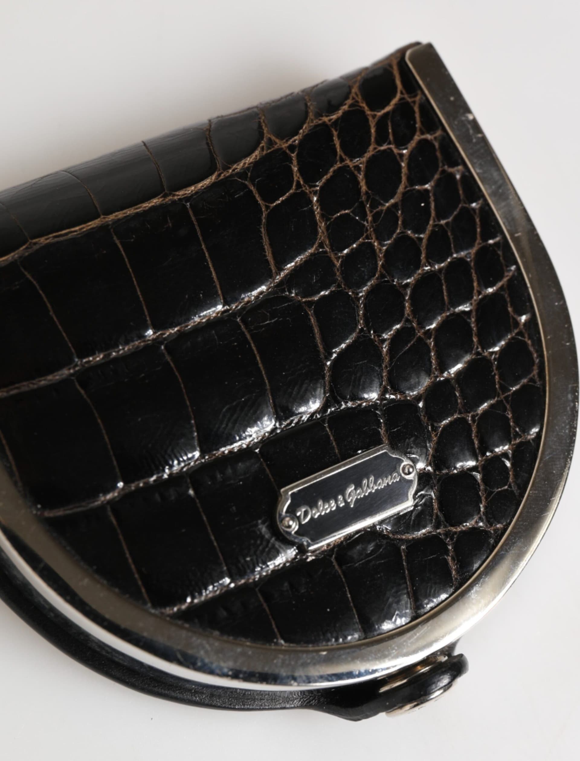 Black Polished Crocodile Leather Mens Coin Purse Wallet - 4