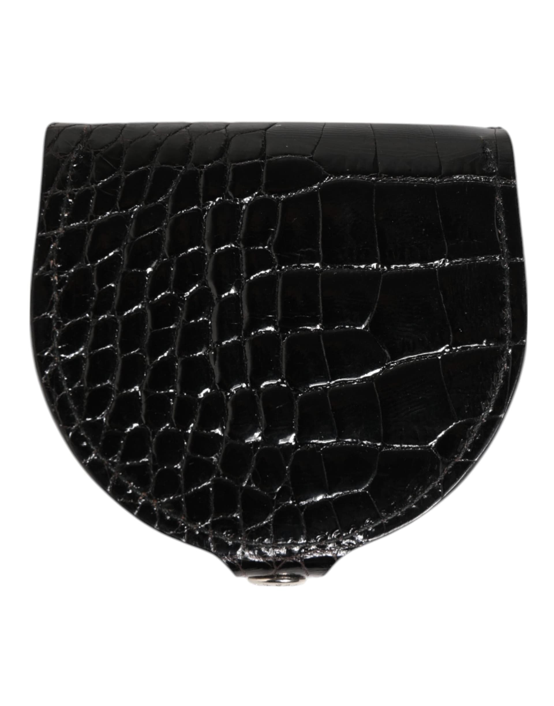Black Polished Crocodile Leather Mens Coin Purse Wallet - 5