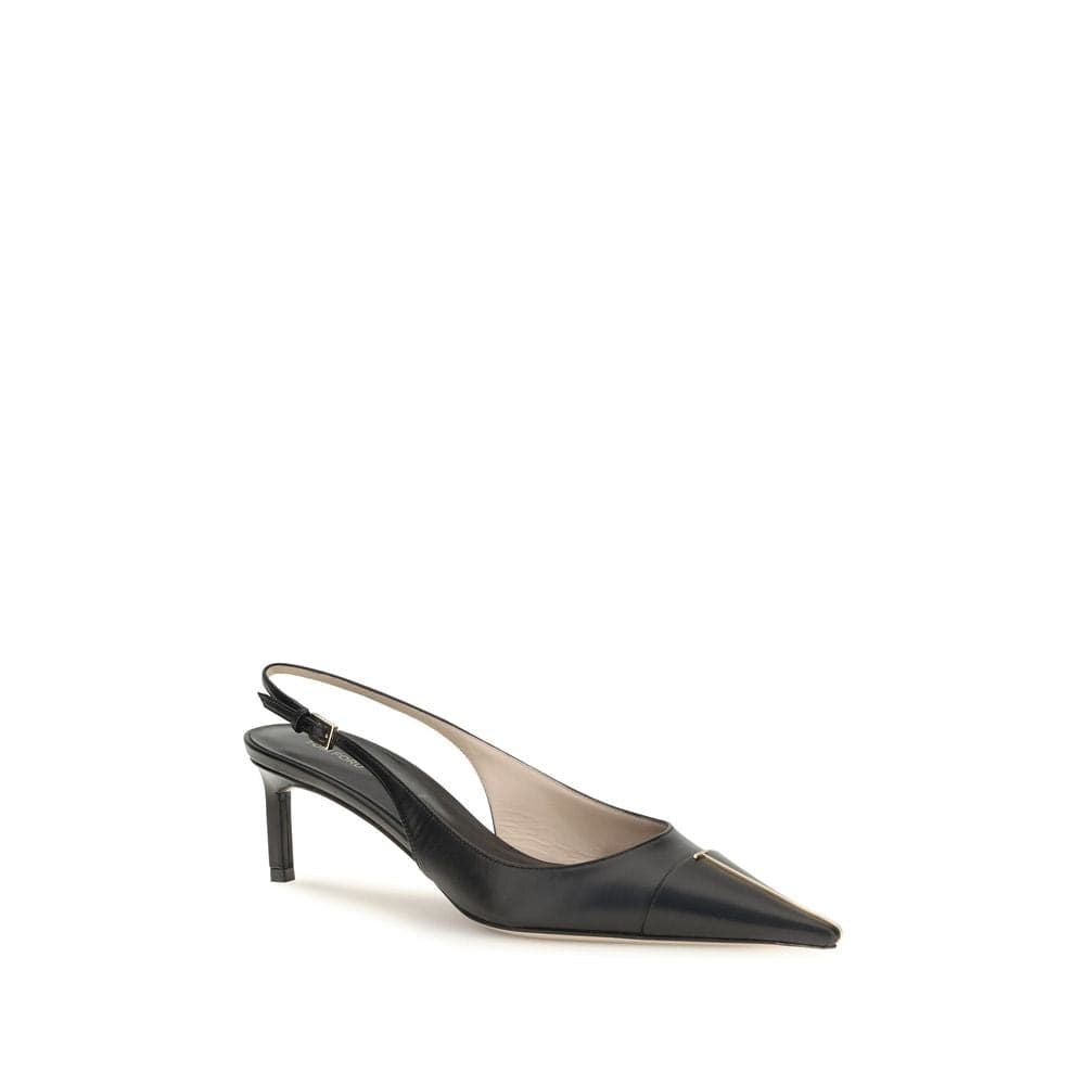 Black Calf Leather Bos Taurus Mid Heel Pumps - 2