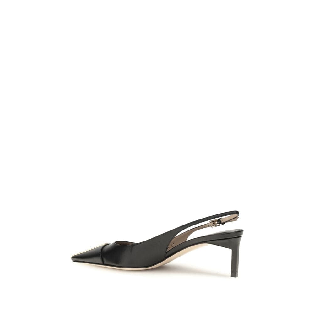Black Calf Leather Bos Taurus Mid Heel Pumps - 3
