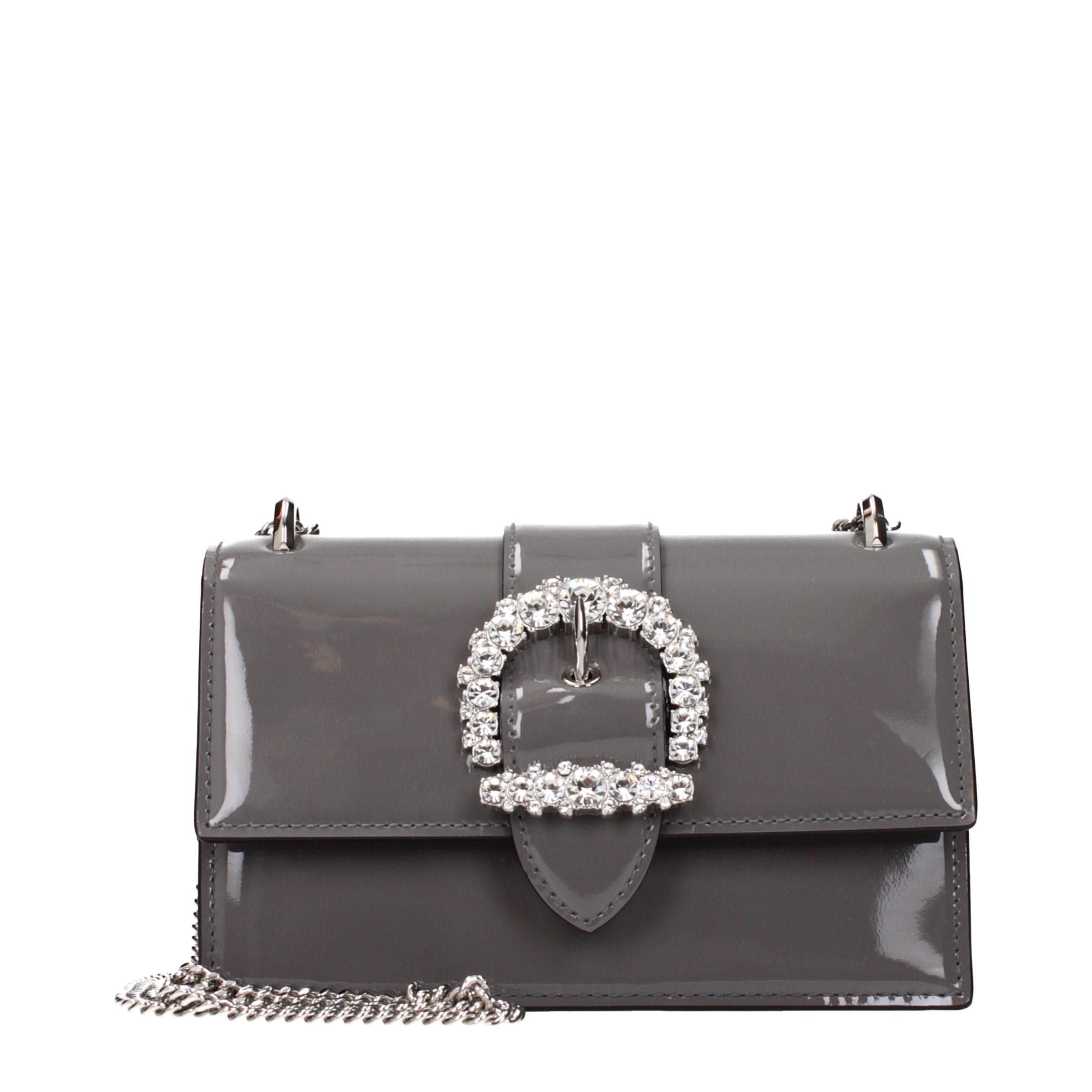 Gray Leather Shoulder Bag