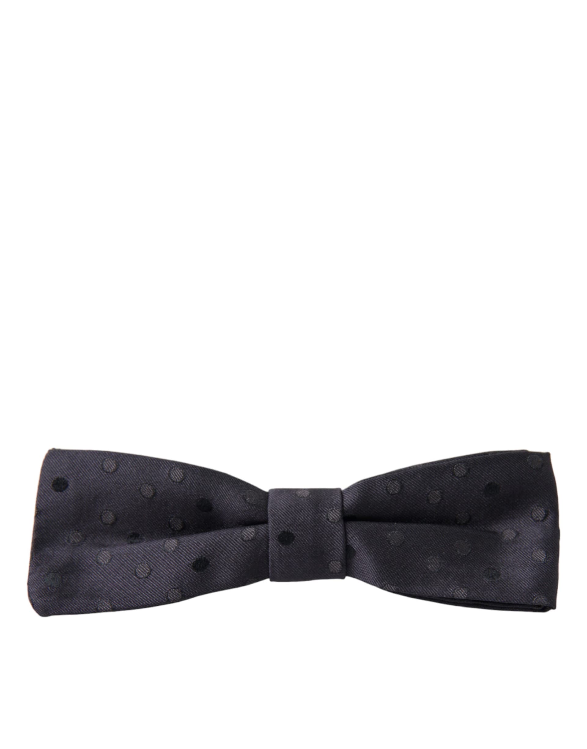Blue Polka Dot Silk Adjustable Neck Men Papillon Bow Tie - 3