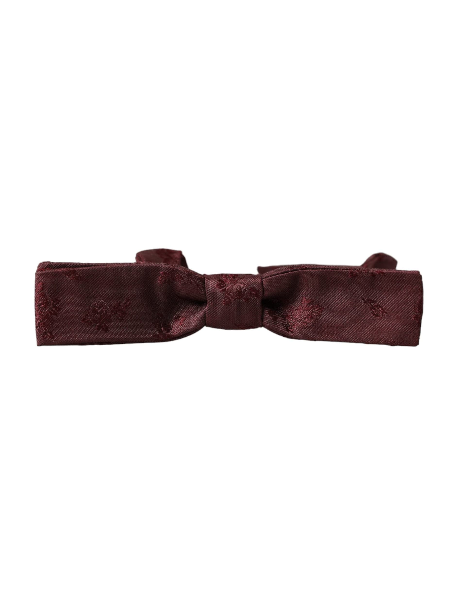 Maroon Floral Silk Adjustable Neck Men Bow Tie - 4