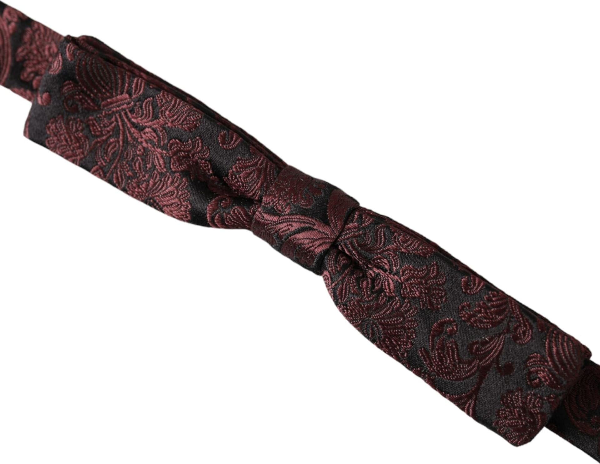 Maroon Floral Silk Adjustable Neck Men Bow Tie - 3