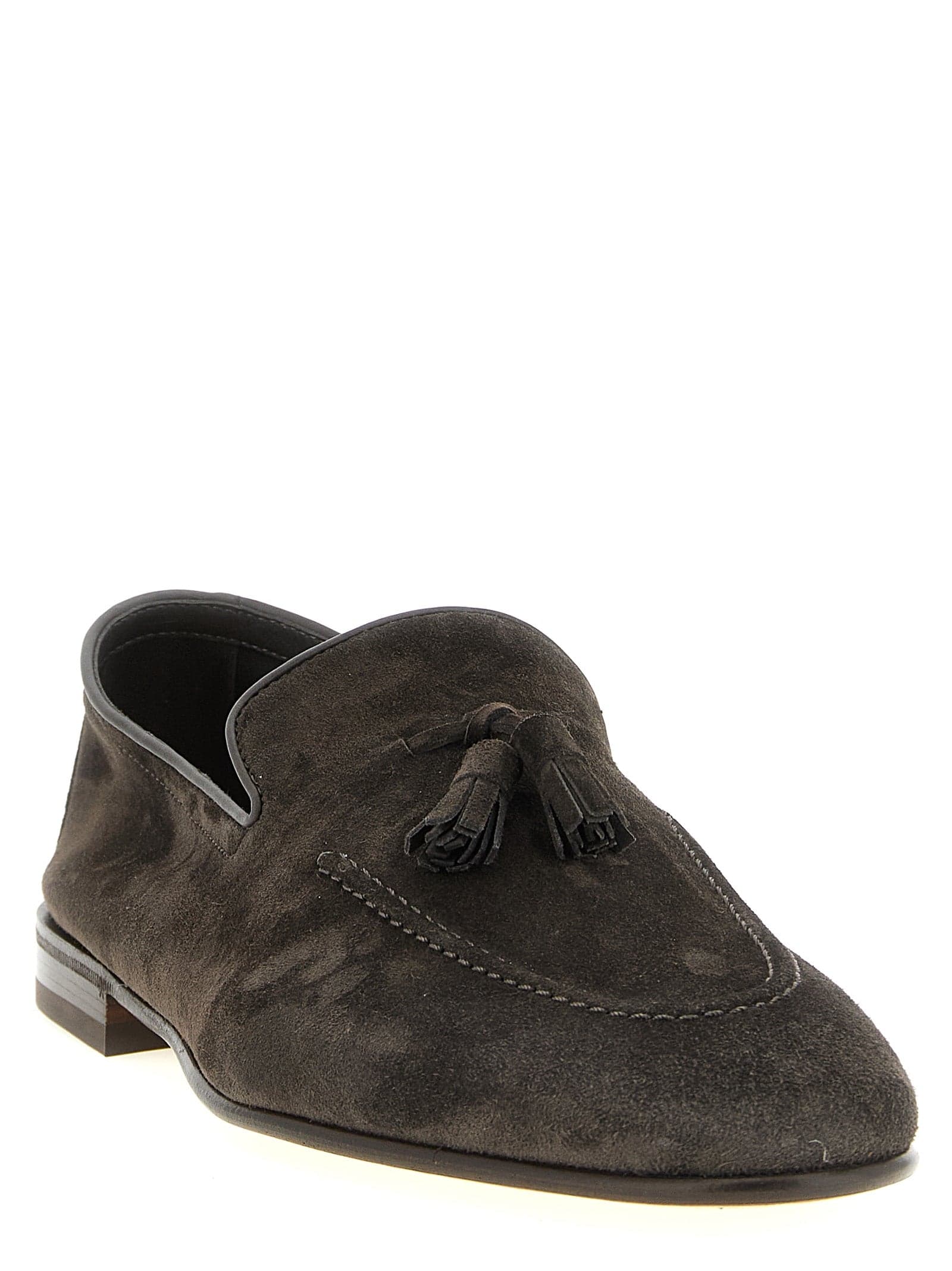 Gray Calfskin Slip-On Loafers - 2