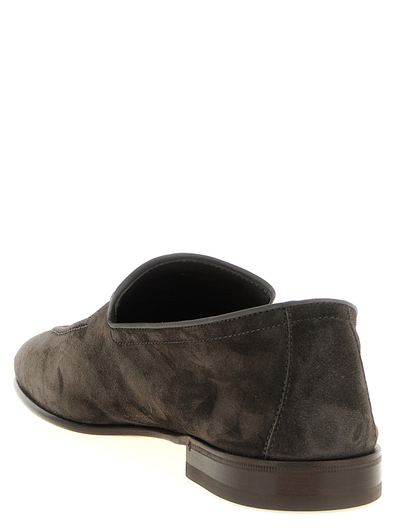 Gray Calfskin Slip-On Loafers - 3