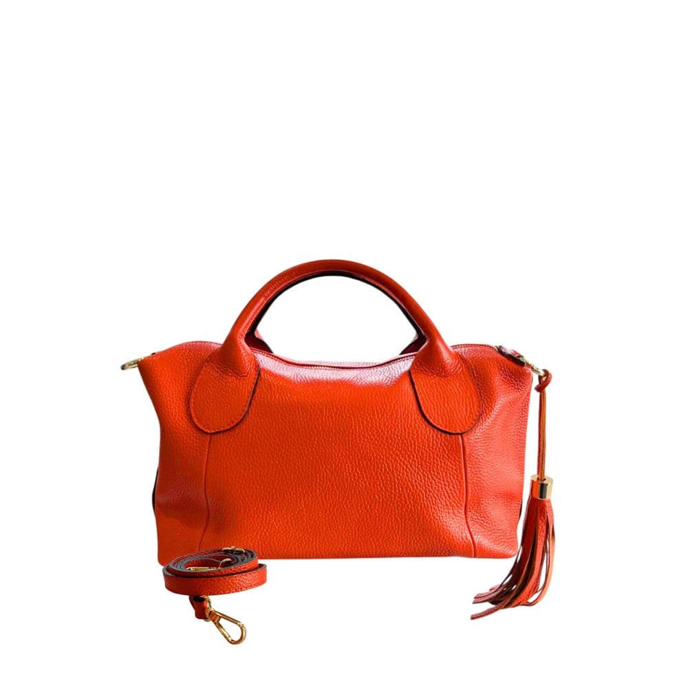 Orange Leather Women Handbag - 3