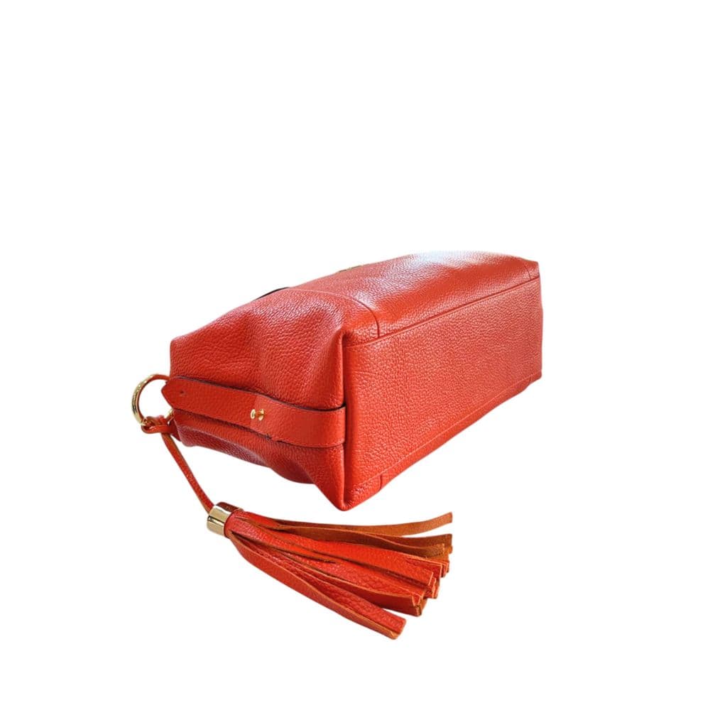 Orange Leather Women Handbag - 4
