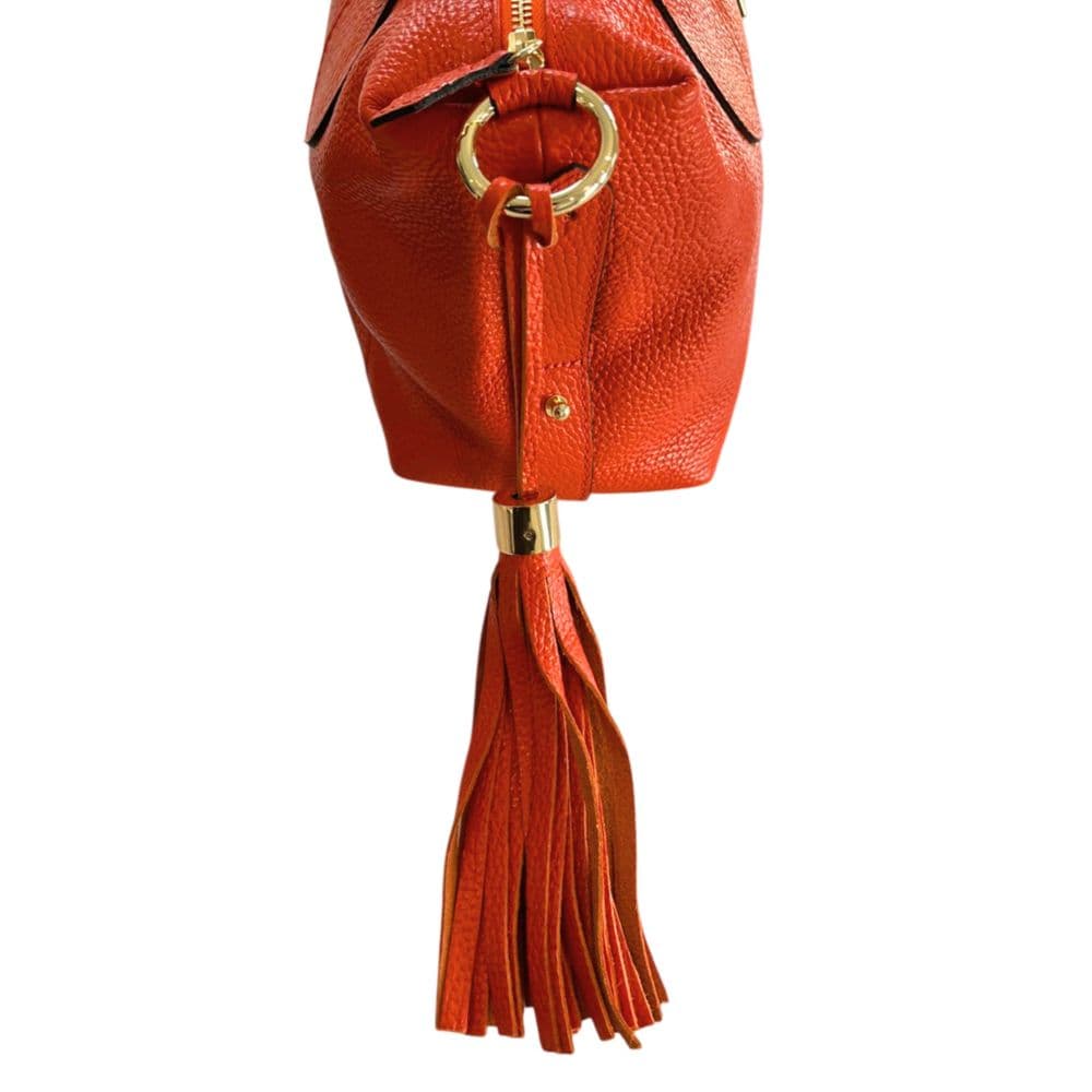 Orange Leather Women Handbag - 6