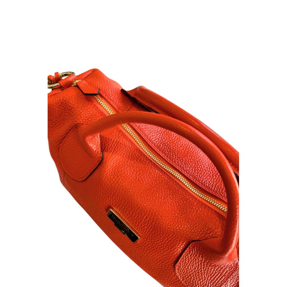 Orange Leather Women Handbag - 7