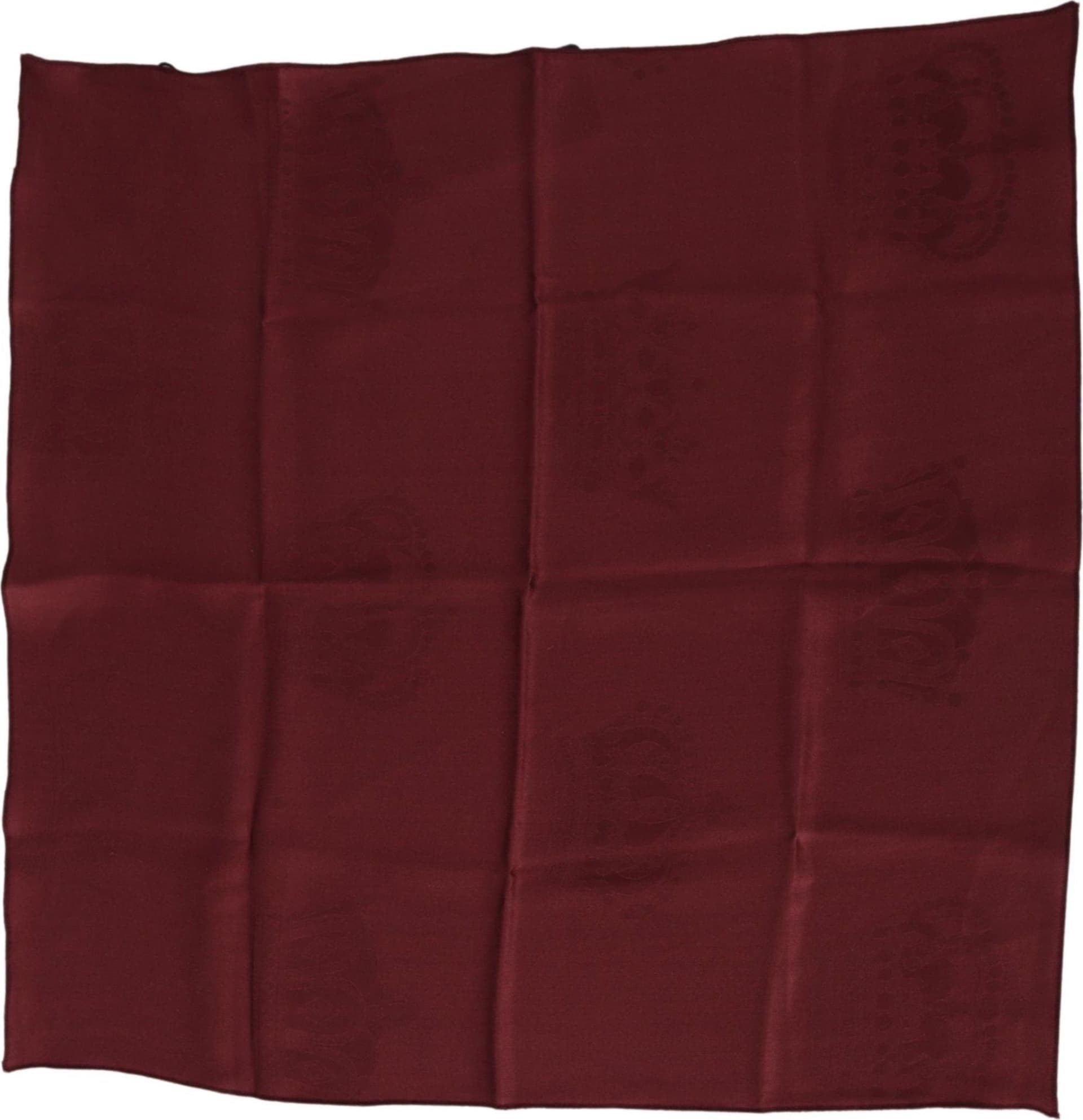 Maroon Silk Crown Square Wrap Handkerchief Scarf - 2