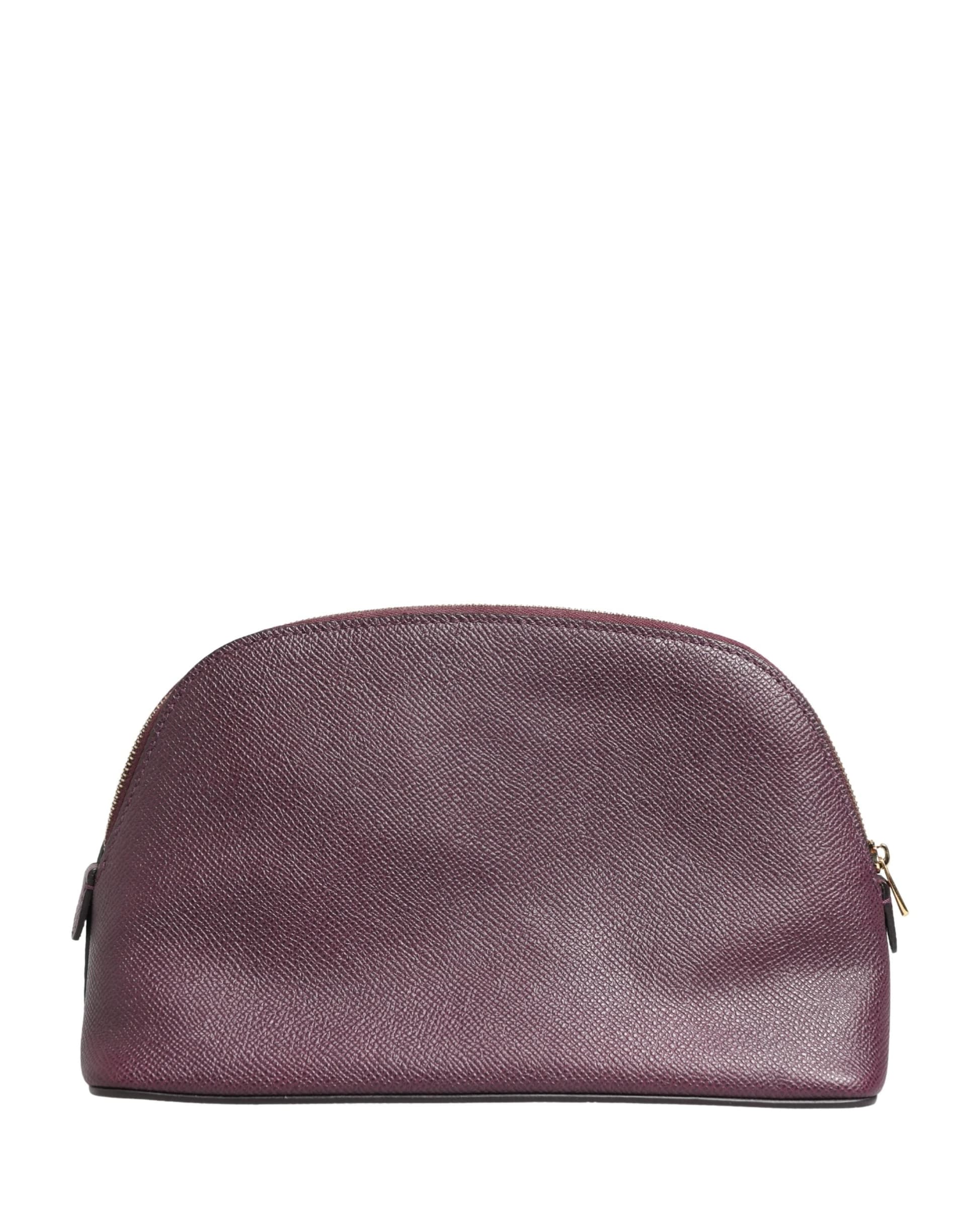 Dark Purple Leather DG Logo Zip Around Hand Purse Wallet - 4
